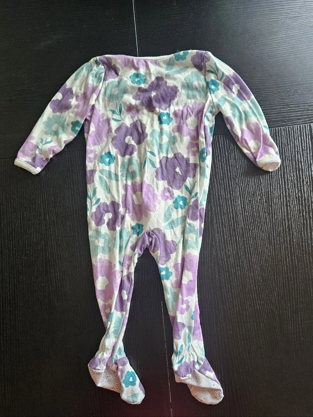 Carter's Floral Footed One-Piece Pajamas - Purple & Teal